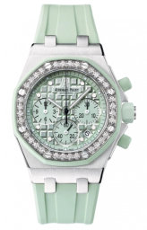 Audemars Piguet Royal Oak Offshore 37-26048SK.ZZ.D035CA.01 (Green Rubber Strap, Méga Tapisserie Green Dot Index Dial, Green Rubber-clad Stainless Steel Diamond-set Bezel) (26048SK.ZZ.D035CA.01)