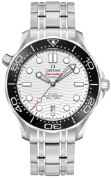 Omega Seamaster Diver 300M 42-210.30.42.20.04.001 (Stainless Steel Bracelet, Wave-embossed White Dot Index Dial, Rotating Black Ceramic Bezel) (Omega 210.30.42.20.04.001)