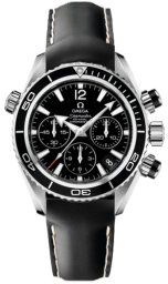 Omega Seamaster Planet Ocean 600M 37.5-222.32.38.50.01.001 (Black Leather Strap, Black Arabic/Index Dial, Rotating Black Ceramic Bezel) (Omega 222.32.38.50.01.001)
