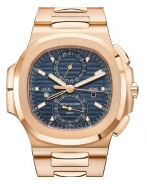 Patek Philippe Nautilus 40.5-5990/1R-001 (Rose Gold Bracelet, Horizontal-embossed Blue Sunburst Index Dial, Rose Gold Smooth Bezel)