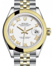 Rolex Lady-Datejust 28-279163 (Yellow Rolesor Jubilee Bracelet, White Roman Dial, Domed Bezel) (m279163-0023)