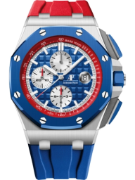 Audemars Piguet Royal Oak Offshore  44-26400SO.OO.A502CA.01 (Red & Blue Rubber Strap, Méga Tapisserie Blue Index Dial, Blue Ceramic Smooth Bezel) (26400SO.OO.A502CA.01)