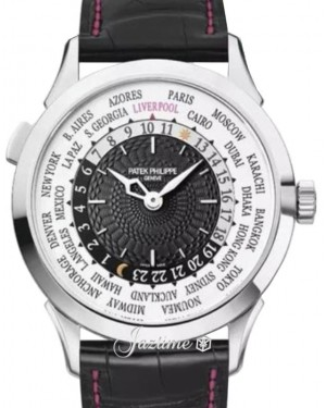 Patek Philippe Complications 38.5-5230G-012 (Matte-black Alligator Leather Strap, Liverpool Edition Guilloched Black Index Dial, White Gold Smooth Bezel)
