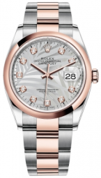 Rolex Datejust 36-126201 (Everose Rolesor Oyster Bracelet, Gold Diamond-set Silver Palm Dial, Domed Bezel) (m126201-0038)