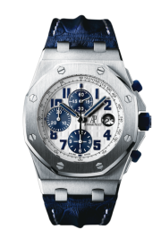 Audemars Piguet Royal Oak OffShore 42-26197ST.OO.D305CR.01 (Blue Alligator Leather Strap, Méga Tapisserie White Arabic Dial, Stainless Steel Smooth Bezel) (26197ST.OO.D305CR.01)