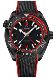 Omega Seamaster Planet Ocean 600M 45.5-215.92.46.22.01.003 (Red/Black Structured Rubber Strap, Black Ceramic Arabic/Index Dial, Rotating Red Rubber/Black Ceramic Bezel) (Omega 215.92.46.22.01.003)