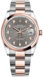 Rolex Datejust 36-126201 (Everose Rolesor Oyster Bracelet, Gold Diamond-set Slate Fluted Dial, Domed Bezel) (m126201-0042)