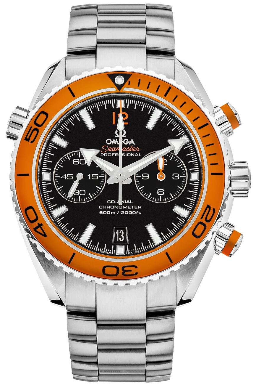 Omega Seamaster Planet Ocean 600M 45.5-232.30.46.51.01.002 (Stainless Steel Bracelet, Black Arabic/Index Dial, Rotating Orange Ceramic Bezel)