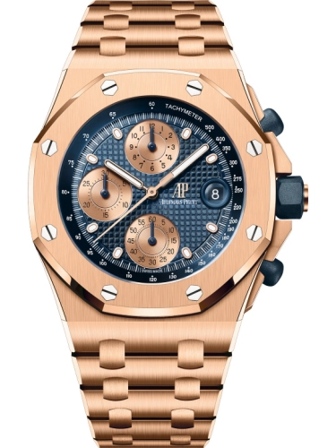 Audemars Piguet Royal Oak Offshore 42-26238OR.OO.2000OR.01 (Pink Gold Bracelet, Petite Tapisserie Blue Index Dial, Pink Gold Smooth Bezel)