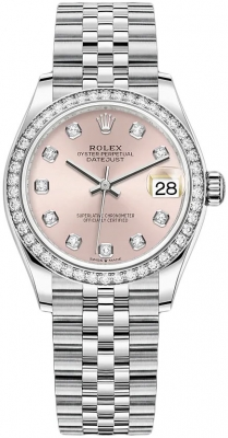 Rolex Datejust 31-278384RBR (Oystersteel Jubilee Bracelet, Gold Diamond-set Pink Dial, Diamond Bezel)