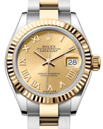 Rolex Lady-Datejust 28-279173 (Yellow Rolesor Oyster Bracelet, Champagne Roman Dial, Fluted Bezel) (m279173-0010)