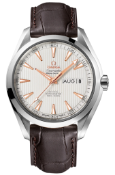 Omega Seamaster Aqua Terra 150M 43-231.13.43.22.02.003 (Brown Alligator Leather Strap, Vertical-teak Silver-toned Index Dial, Stainless Steel Bezel) (Omega 231.13.43.22.02.003)