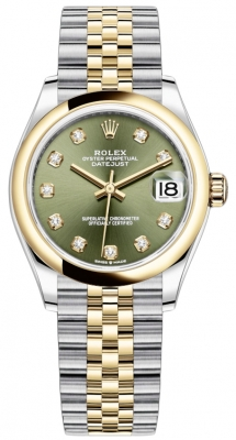 Rolex Datejust 31-278243 (Yellow Rolesor Jubilee Bracelet, Gold Diamond-set Olive-green Dial, Domed Bezel)