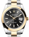 Rolex Datejust 41-126303 (Yellow Rolesor Oyster Bracelet, Bright-black Index Dial, Smooth Bezel)