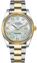 Rolex Datejust 41-126333 (Yellow Rolesor Oyster Bracelet, Gold Diamond-set White MOP Dial, Fluted Bezel) (m126333-0017)