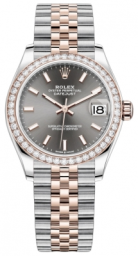 Rolex Datejust 31-278381RBR (Everose Rolesor Jubilee Bracelet, Rhodium Index Dial, Diamond Bezel)