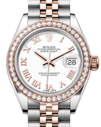 Rolex Lady-Datejust 28-279381RBR (Everose Rolesor Jubilee Bracelet, White Roman Dial, Diamond Bezel) (m279381rbr-0021)