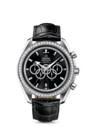 Omega Speedmaster Non-Moonwatch 44.2-321.58.44.52.51.001 (Black Alligator Leather Strap, Sun-brushed Black Index Dial, White Gold Diamond-set Bezel) (Omega 321.58.44.52.51.001)