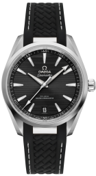 Omega Seamaster Aqua Terra 150M 38-220.12.38.20.01.001 (Structured Black Rubber Strap, Horizontal-teak Black Index Dial, Stainless Steel Bezel) (Omega 220.12.38.20.01.001)