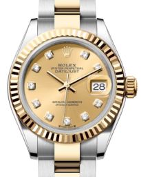 Rolex Lady-Datejust 28-279173 (Yellow Rolesor Oyster Bracelet, Gold Diamond-set Champagne Dial, Fluted Bezel) (m279173-0012)