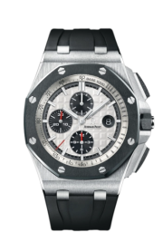 Audemars Piguet Royal Oak Offshore 44-26400SO.OO.A002CA.01 (Black Rubber Strap, Méga Tapisserie Silver-toned Index Dial, Black Ceramic Smooth Bezel) (26400SO.OO.A002CA.01)