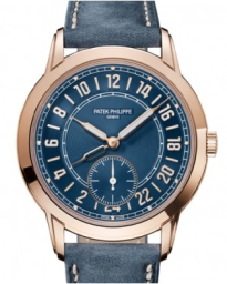 Patek Philippe Complications 42-5224R-001 (Navy-blue Calfskin Strap, Blue 24-hour Display Dial, Rose Gold Smooth Bezel) (5224R-001)