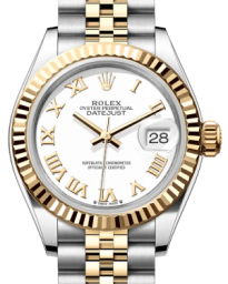 Rolex Lady-Datejust 28-279173 (Yellow Rolesor Jubilee Bracelet, White Roman Dial, Fluted Bezel) (m279173-0023)