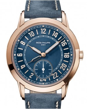 Patek Philippe Complications 42-5224R-001 (Navy-blue Calfskin Strap, Blue 24-hour Display Dial, Rose Gold Smooth Bezel)