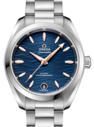 Omega Seamaster Aqua Terra 150M 34-220.10.34.20.03.001 (Stainless Steel Bracelet, Blue Wave-embossed Index Dial, Stainless Steel Bezel) (Omega 220.10.34.20.03.001)