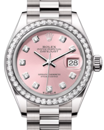 Rolex Lady-Datejust 28-279139RBR (White Gold President Bracelet, Gold Diamond-set Pink Dial, Diamond Bezel) (m279139rbr-0005)