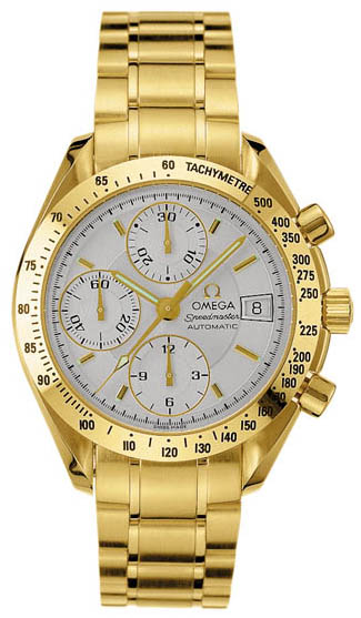 Omega Speedmaster Non-Moonwatch 39-3113.30.00 (Yellow Gold Bracelet, Silver Index Dial, Yellow Gold Tachymeter Bezel)
