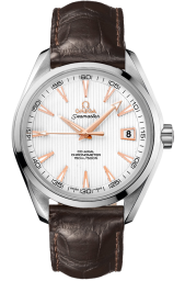 Omega Seamaster Aqua Terra 150M 41.5-231.13.42.21.02.002 (Brown Alligator Leather Strap, Vertical-teak Silver-toned Index Dial, Stainless Steel Bezel) (Omega 231.13.42.21.02.002)