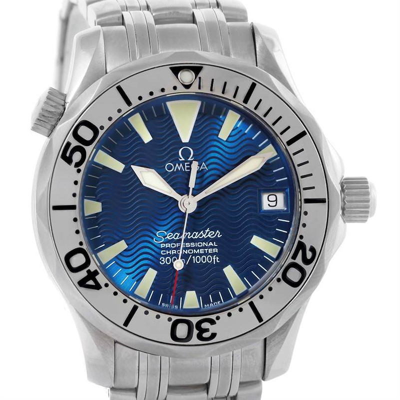 Omega Seamaster Diver 300M 36.25-2053.80.00 (Stainless Steel Bracelet, Wave-embossed Blue Index Dial, Rotating Stainless Steel Bezel)