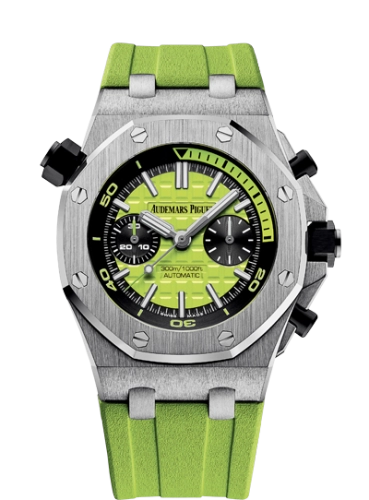 Audemars Piguet Royal Oak Offshore 42-26703ST.OO.A038CA.01 (Green Rubber Strap, Méga Tapisserie Green Index Dial, Stainless Steel Smooth Bezel)