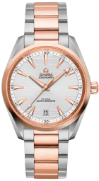 Omega Seamaster Aqua Terra 150M 38-220.20.38.20.02.001 (Stainless Steel & Sedna Gold Bracelet, Horizontal-teak Silver-toned Index Dial, Sedna Gold Bezel) (Omega 220.20.38.20.02.001)