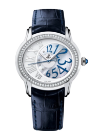 Audemars Piguet Millenary 39.5-77301BC.ZZ.D301CR.01 (Blue Alligator Leather Strap, MOP/Silver-toned Arabic/Roman Dial, White Gold Diamond-set Bezel) (77301BC.ZZ.D301CR.01)