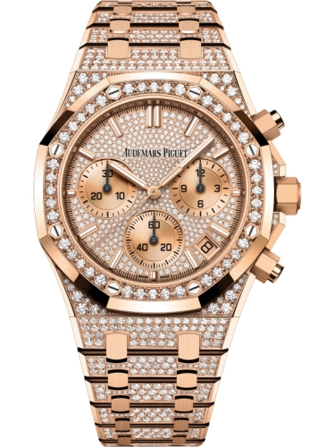 Audemars Piguet Royal Oak 41-26242OR.ZZ.1322OR.02 (Diamond-paved Pink Gold Bracelet, Diamond-paved Index Dial, Diamond Bezel)