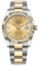 Rolex Datejust 36-126233 (Yellow Rolesor Oyster Bracelet, Gold Diamond-set Champagne Dial, Fluted Bezel) (m126233-0018)