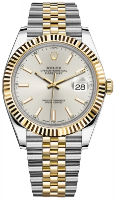 Rolex Datejust 41-126333 (Yellow Rolesor Jubilee Bracelet, Silver Index Dial, Fluted Bezel)