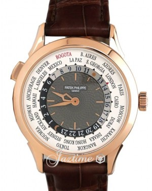Patek Philippe Complications 38.5-5230R-010 (Chestnut-brown Alligator Leather Strap, Bogota Bauer Boutique Edition Guilloched Grey Index Dial, Rose Gold Smooth Bezel)