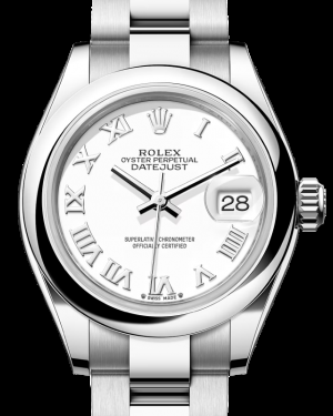 Rolex Lady-Datejust 28-279160 (Oystersteel Oyster Bracelet, White Roman Dial, Domed Bezel)