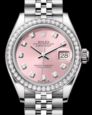 Rolex Lady-Datejust 28-279384RBR (Oystersteel Jubilee Bracelet, Gold Diamond-set Pink Dial, Diamond Bezel)