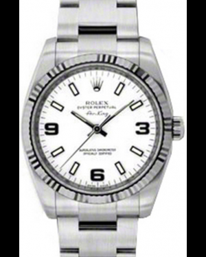 Rolex Air-King 34-114234 (Oystersteel Oyster Bracelet, White Black-Arabic/Index Dial, Fluted Bezel)
