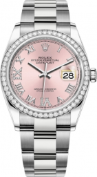 Rolex Datejust 36-126284RBR (Oystersteel Oyster Bracelet, VI IX Gold Diamond-set Pink Dial, Diamond Bezel) (m126284rbr-0024)