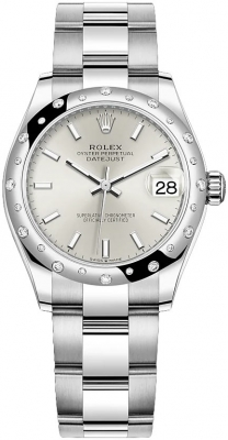 Rolex Datejust 31-278344RBR (Oystersteel Oyster Bracelet, Silver Index Dial, Domed Diamond Bezel)