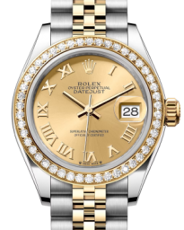 Rolex Lady-Datejust 28-279383RBR (Yellow Rolesor Jubilee Bracelet, Champagne Roman Dial, Diamond Bezel) (m279383rbr-0009)