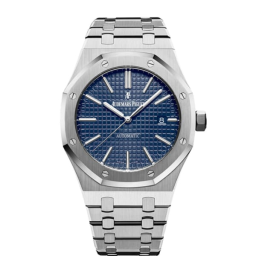 Audemars Piguet Royal Oak 41-15400ST.OO.1220ST.03.A (Stainless Steel Bracelet, Grande Tapisserie Blue Index Dial, Stainless Steel Smooth Bezel) (15400ST.OO.1220ST.03)