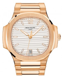 Patek Philippe Nautilus 35.2-7118/1R-001 (Rose Gold Bracelet, Silvery Opaline Wave-motif Arabic/Index Dial, Rose Gold Smooth Bezel) (7118/1R-001)