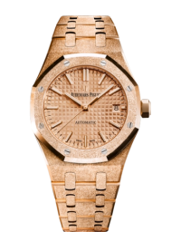 Audemars Piguet Royal Oak 37-15454OR.GG.1259OR.03 (Hammered Pink Gold Bracelet, Grande Tapisserie Pink Gold-toned Index Dial, Frosted Pink Gold Bezel) (15454OR.GG.1259OR.03)