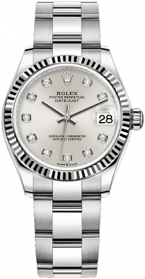 Rolex Datejust 31-278274 (Oystersteel Oyster Bracelet, Gold Diamond-set Silver Dial, Fluted Bezel)